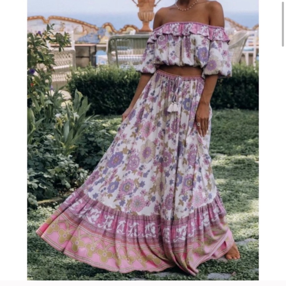 Boho floral maxi skirt and blouse
